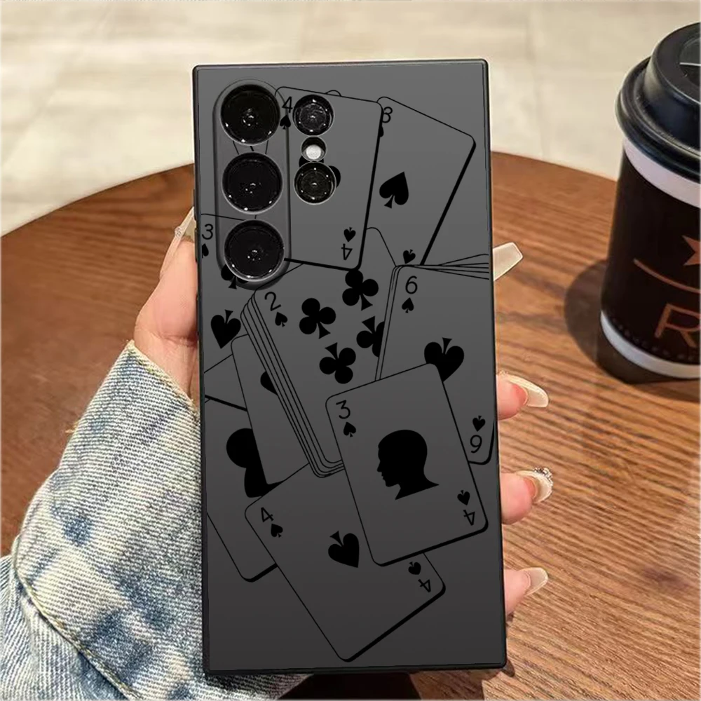 Monochrome Playing Cards Design TPU Protective Phone Cover