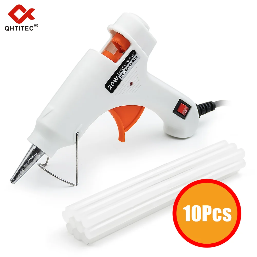 Compact 20W Hot Melt Glue Gun with 20 Transparent Glue Sticks - Home Craft and Repair Tool