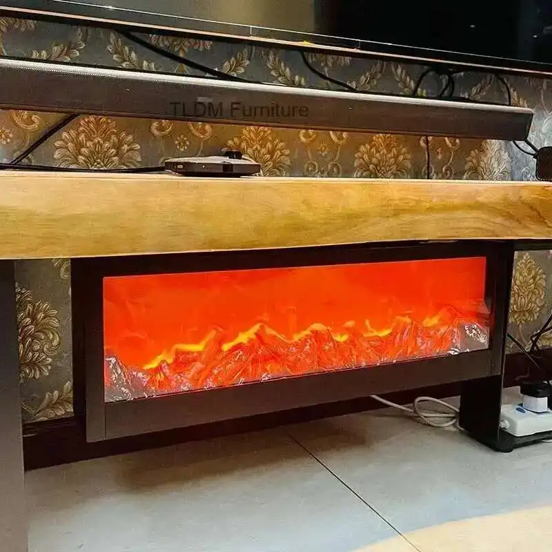 จําลองเตาผิงห้องนั่งเล่นตู้ทีวีเตาผิงโคมไฟเปลวไฟฟืนปลอมเปลวไฟเดสก์ท็อปตกแต่ง Ambient Light 1