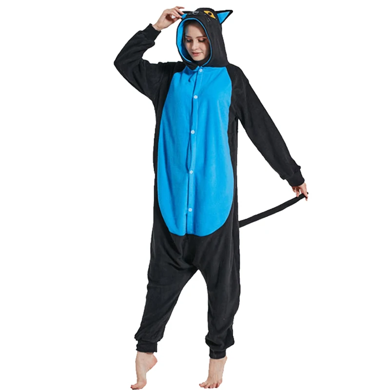 Cat Animal Simulation Costume Adult Female Jumpsuit Pajamas Warm Flannel Home Wear Women's Clothing Multiple Colors Available