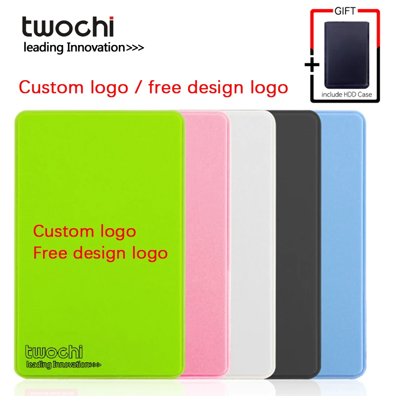TWOCHI\'\'2TB 1 테라바이트 슈퍼 외장 하드 드라이브 디스크 USB3.0 HDD 스토리지, PC, Mac, 태블릿, Xbox, PS4,TV: 무료 디자인을 위한 로고 추가
