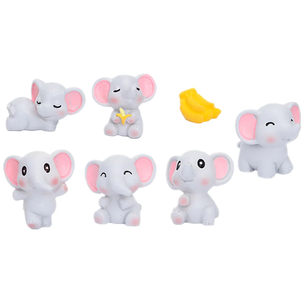 Mini Elephant Statues Miniature Elephant Resin Animal DIY Fairy Garden Micro Landscape Ornaments Desktop Decoration