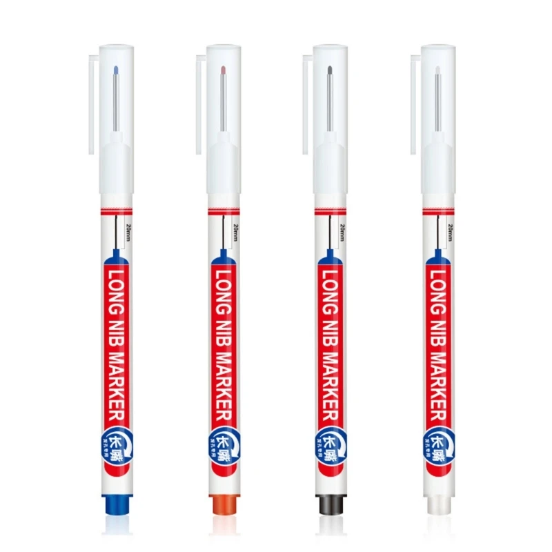 

12x Multi-purpose Deep Hole Marker Pens 20mm Waterproof Deep Reach Marker Oil-based Carpenter Marker for Home Decoration