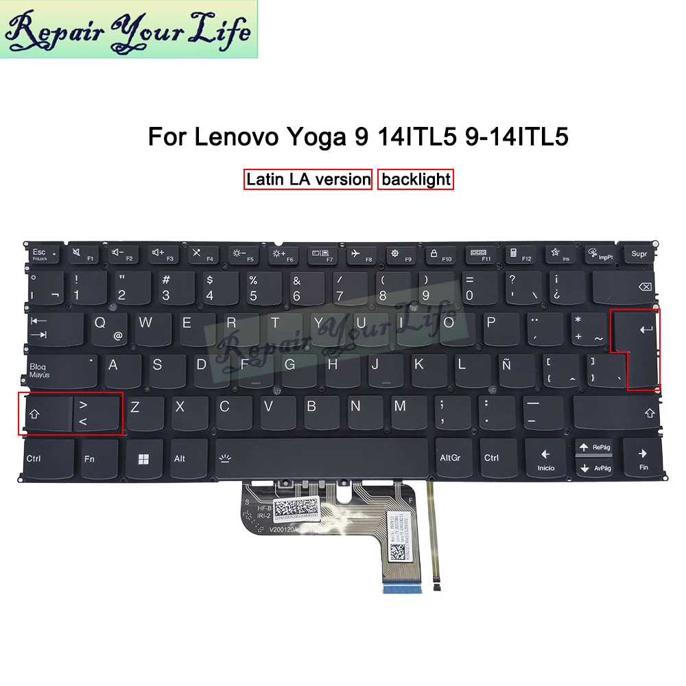Teclado Retroiluminado Latino hb uk para Lenovo Yoga 14itl5 Notebook Hebraico Pp4vb-uk Sn20t82268 Sn20t82280