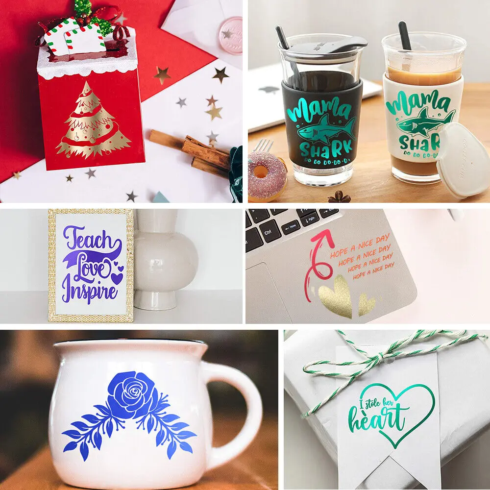 8 Sheet 12"x10" Bundle Satin Metallic Adhesive Vinyl Use for cut Silhouette Cameo Sign Scrapbooking Cup Craft Die Cutters DIY