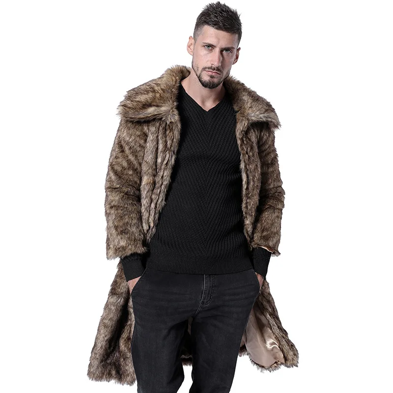 Faux Fur Coat with Lapel Collar for Men's Clothing European and American Young Environmentally Friendly Fur Fox Fur Coat
