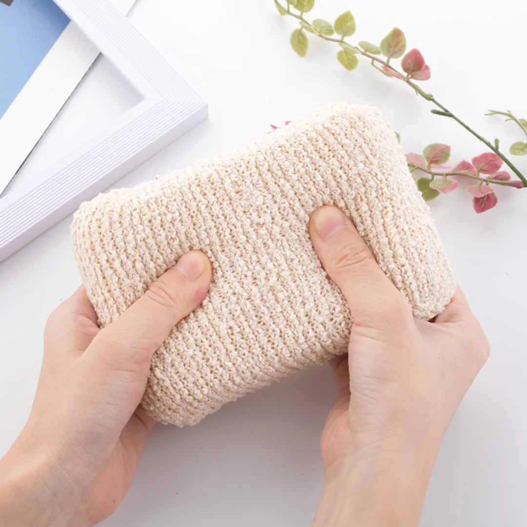 1Pc Bath Sponge Loofah Cleaning Body Scrubber Exfoliating SPA Shower Flax Sponges Gentle Powerful Cleansing Body Care Bath Brush