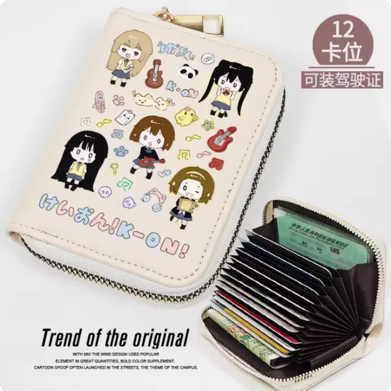 Anime K-ON！ Tainaka Ritsu Nakano Azusa  Zipper Wallet Women Fold Bag Multi Card Coin Pocket Holder Fashion Wallet Gift