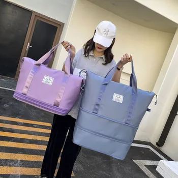 Double-Layer Expansion Large-Capacity Travel Bag Handbag Women Duffle Bag Dry Wet Separation Female Luggage Bag Shoulder Bags 1