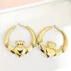 Big Chunky Claddagh Hoop Earrings for Women Crown Heart Design Lovely Statement Jewelry Gift for Valentine's Day 3