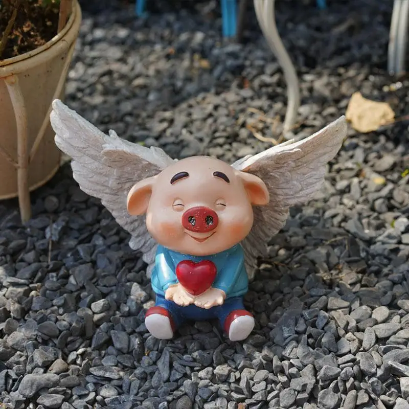 

Creative Cute Simulation Wings Flying Pig Resin Ornaments Outdoor Garden Sculpture Decoration Balcony Courtyard Figurines Crafts