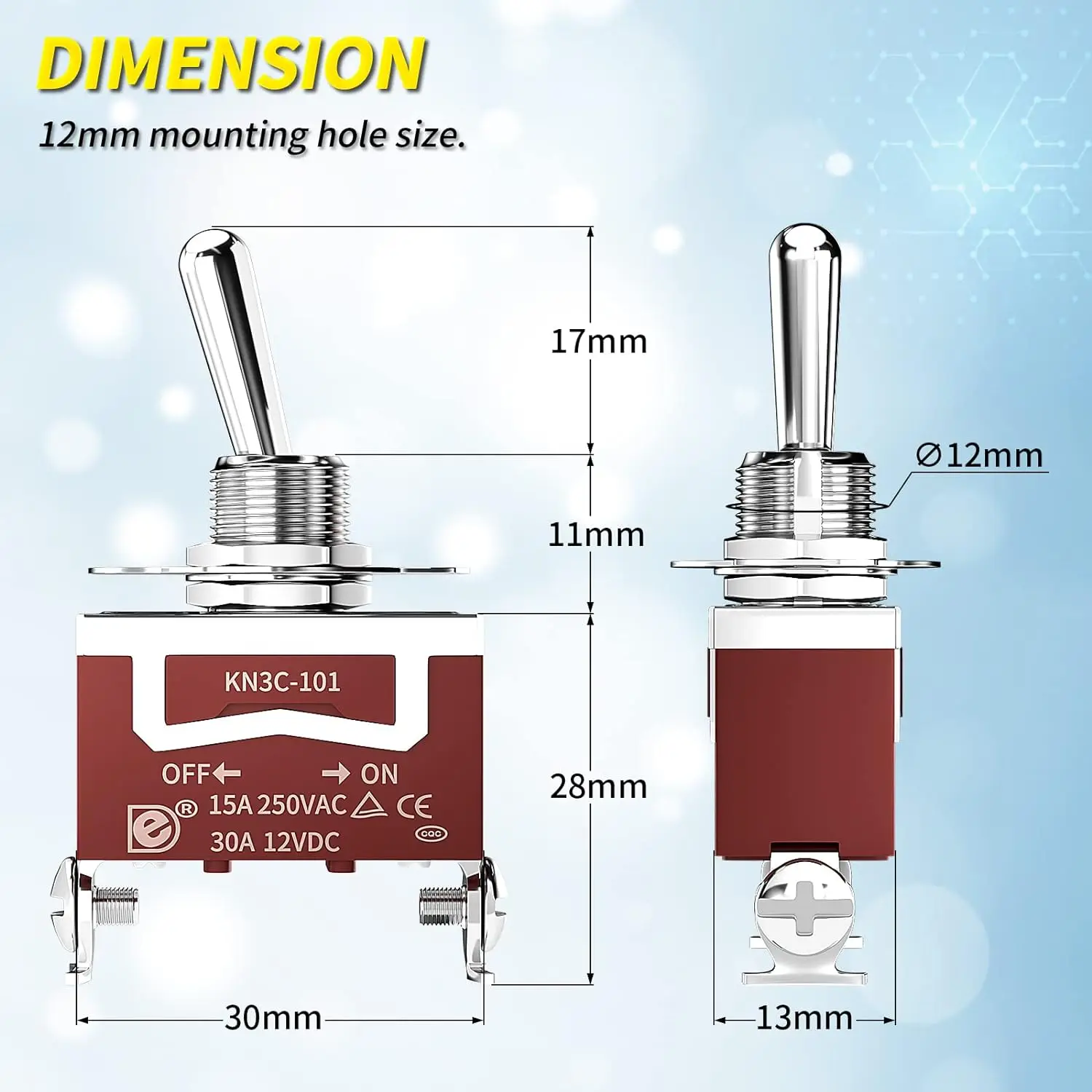 Interruttore Marino Bojack 12V 30A - Impermeabile, A Levetta, 2 Pin ON/OFF, Per Auto E Barche, 2 Pezzi