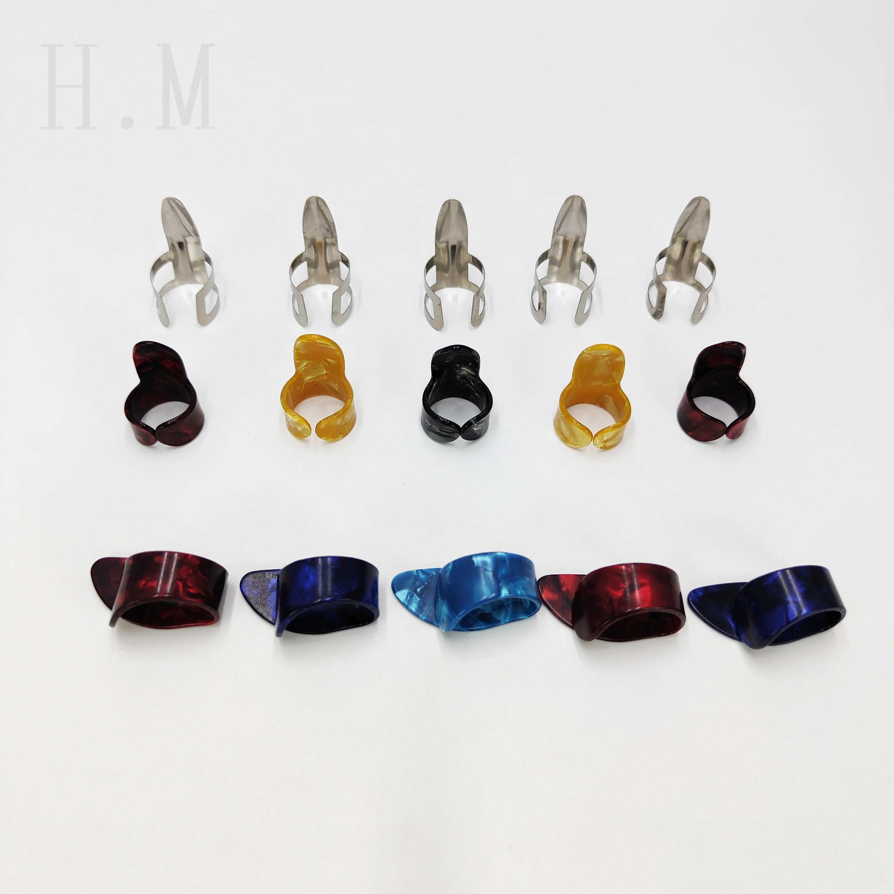 15PCS/set Celluloid Guitar Finger Picks Thumb Sizes Fingerstyle Protector Anti-Slip Design Bass /Electric Guitar slider box set