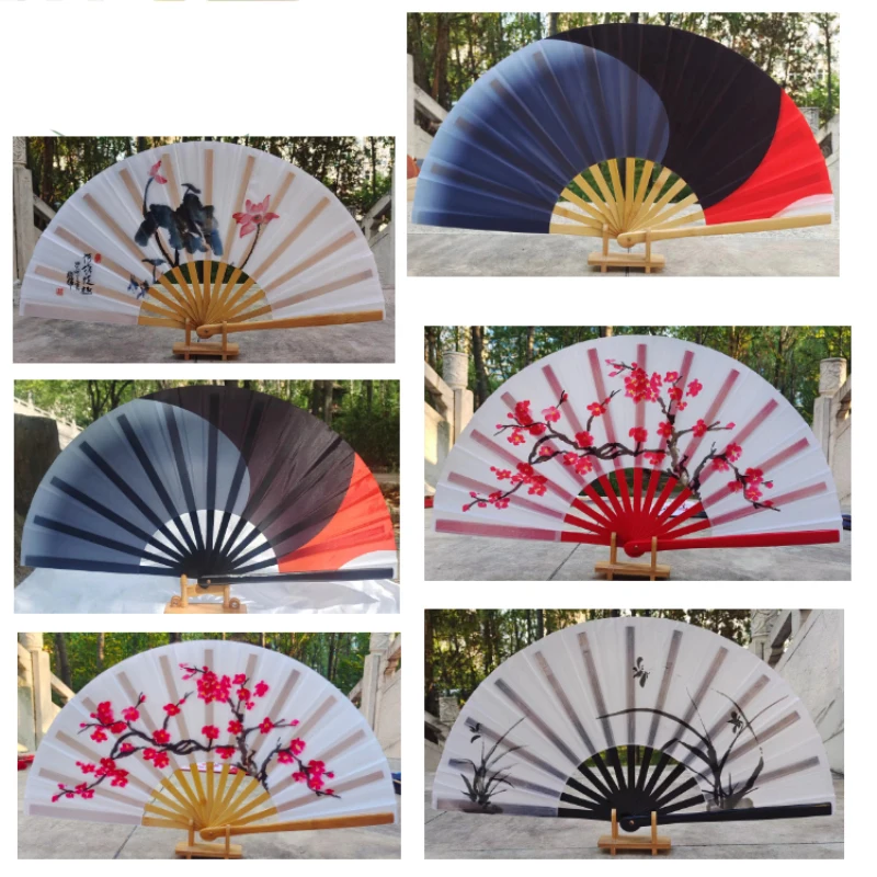 

Tai Chi Fan Bamboo Kung Fu Martial Arts 33 Centimeter Fans Wushu Art Martiaux Cosplay Dance Performance Fan Red Kun Master