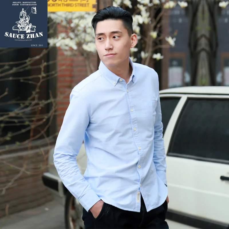 SauceZhan Cotton Long Sleeve Men Shirt