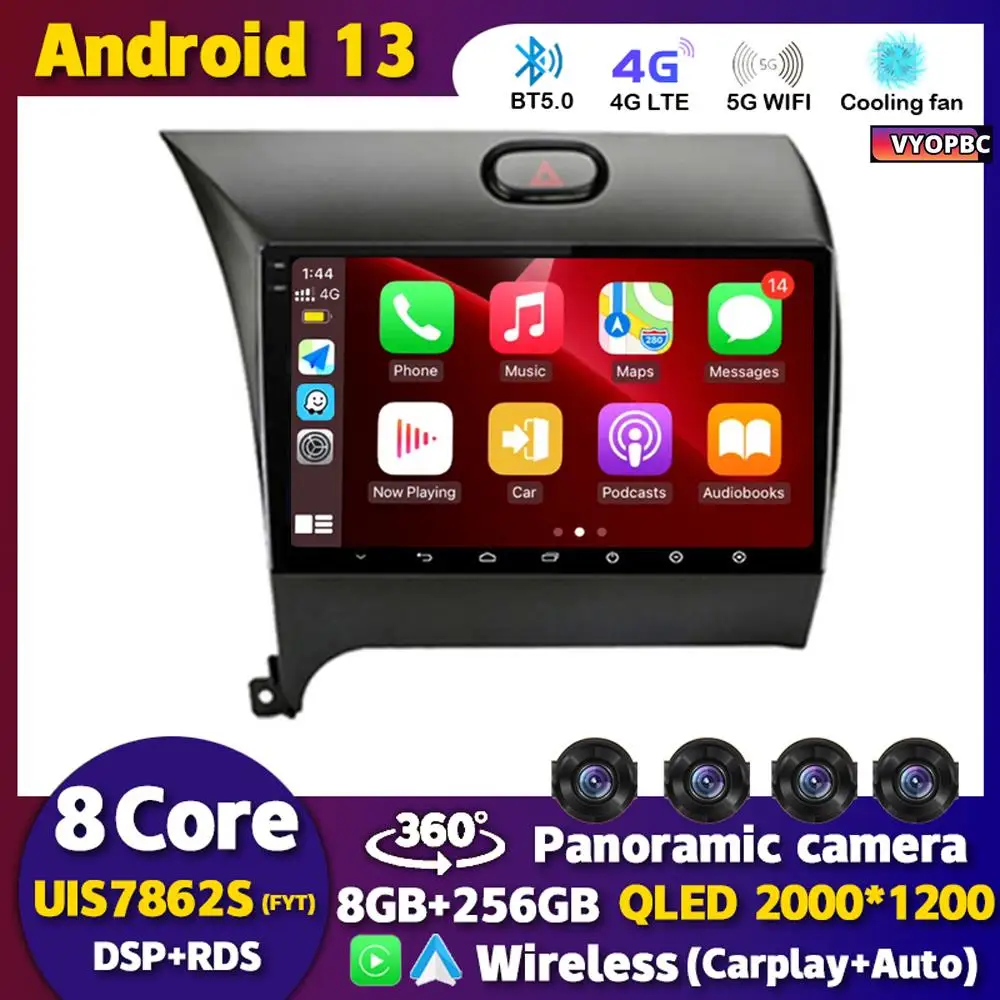 

Android 13 Carplay Car Radio For KIA K3 CERATO FORTE 3 YD Tuner 2013 2014 2015 2016 2017 Multimidia Player GPS Stereo 360 Camera