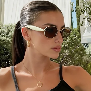 Black Small Oval Punk Sunglasses Women 2025 Luxury Vintage Steampunk Metal Frame Sun Glasses For Ladies Trendy Traveling Shades 1