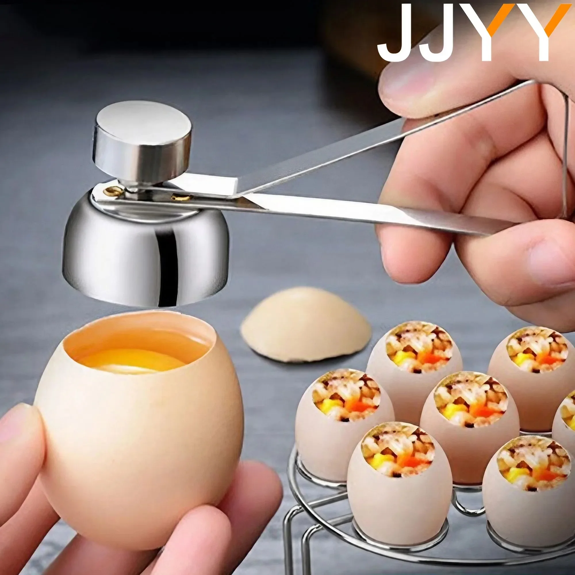 Practical Metal Egg Scissors Egg Topper Cutter egg shell opener egg opener egg shell scissors egg cups holder Shell Opener Stainless Steel Boiled Raw Open Creative Kitchen Tools Set