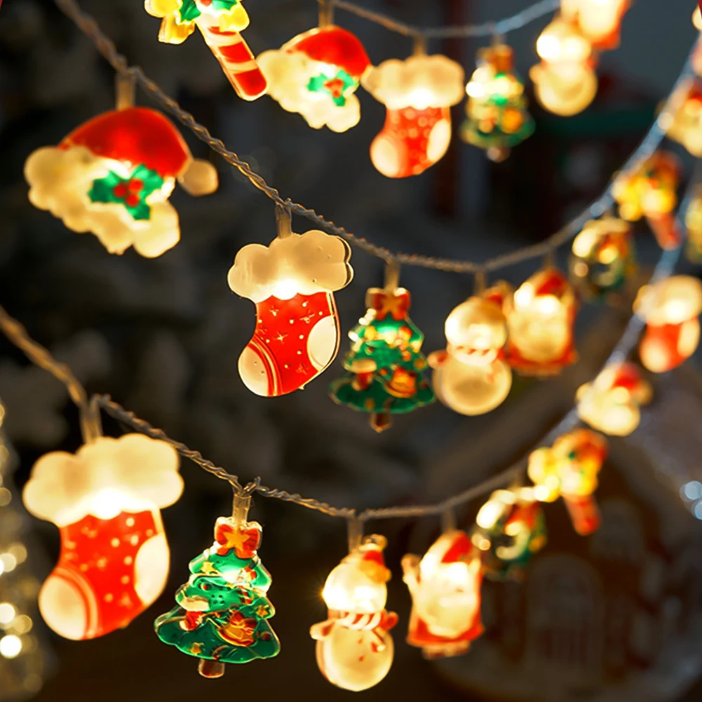 1.5m/3m/6m Battery-powered String Light Battery Powered Led Santa Claus Snowman String Lights for Christmas Party Decorations