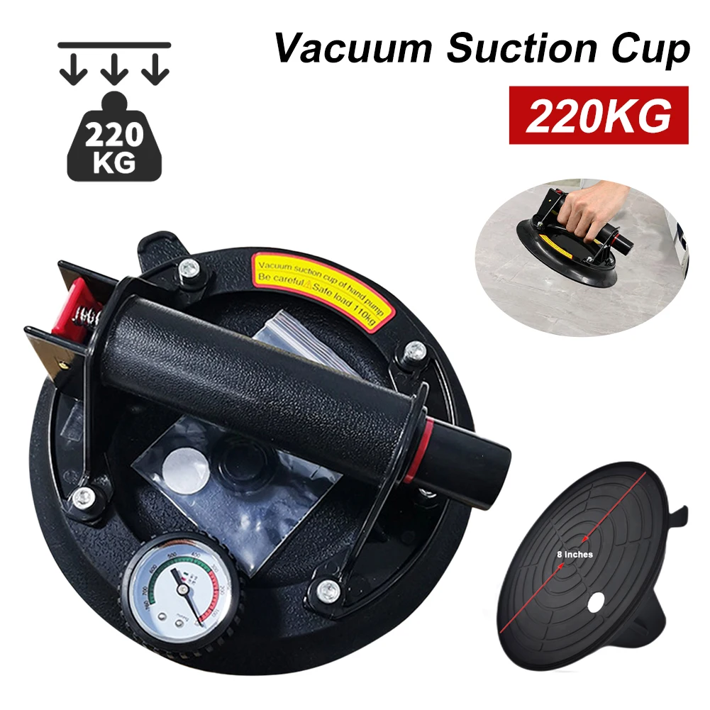 

8 Inch 200KG Vacuum Suction Cup Bearing Capacity Heavy Duty Vacuum Lifter For Granite Tile Manual Lifting Magnets Handling Tools