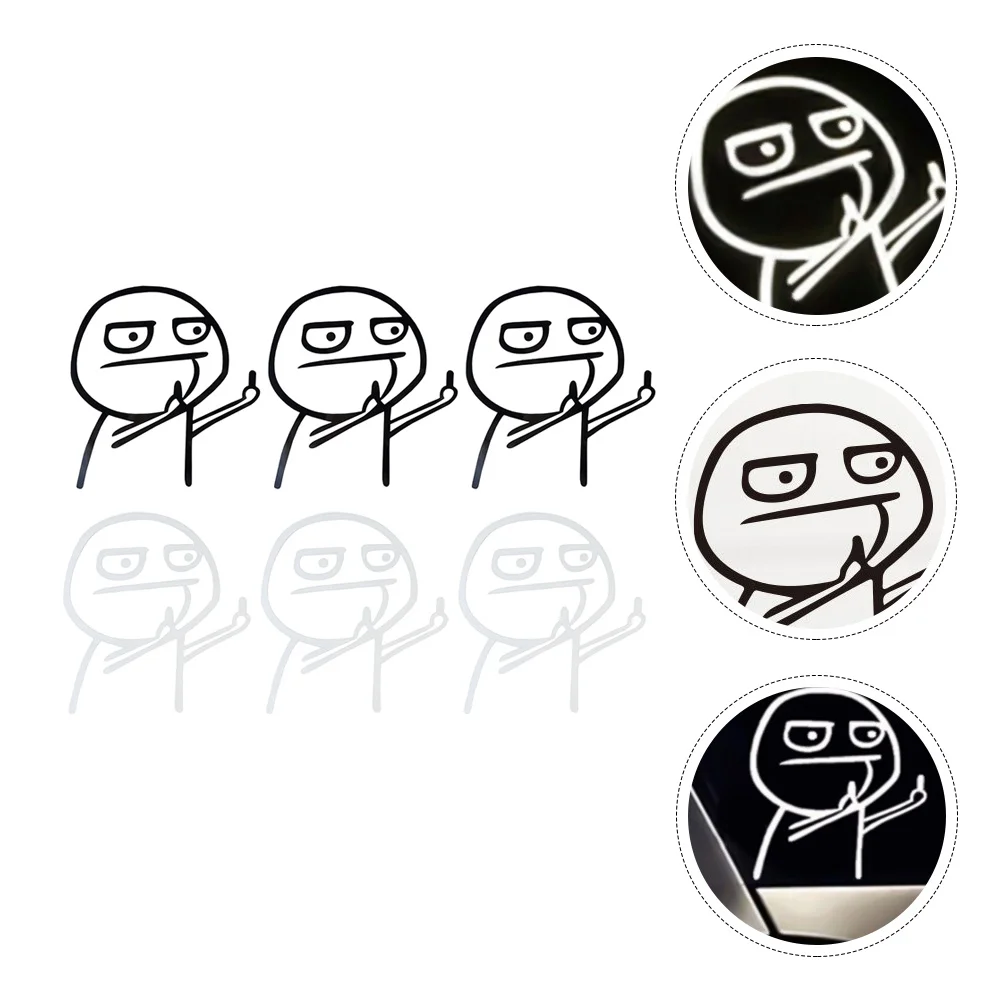 

6 Pcs Pet Vertical Middle Finger Car Sticker Stickers Funny Decals The Reflective