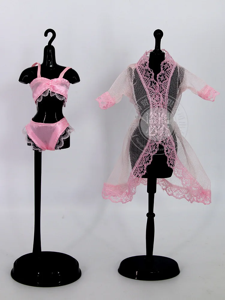 Doll Accessories Black Sexy Pajamas Lingerie Nightwear Lace Long