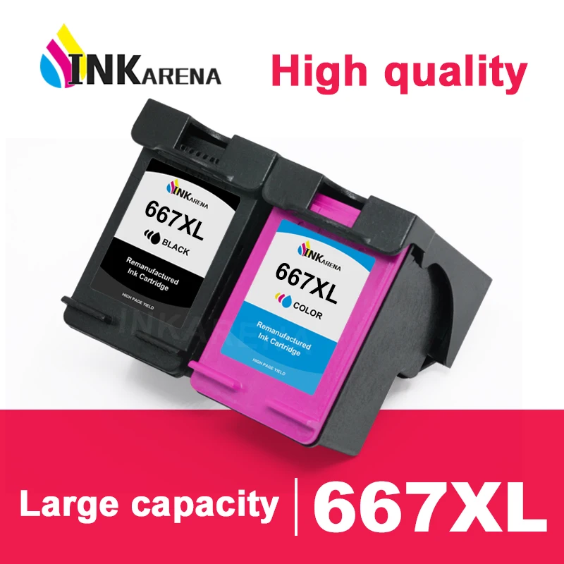 

INKARENA 667XL Ink Cartridge Compatible For HP 667 HP667 Deskjet Plus Ink Advantage 6075 6475 6476 1275 2374 2375 2376 2775 2776