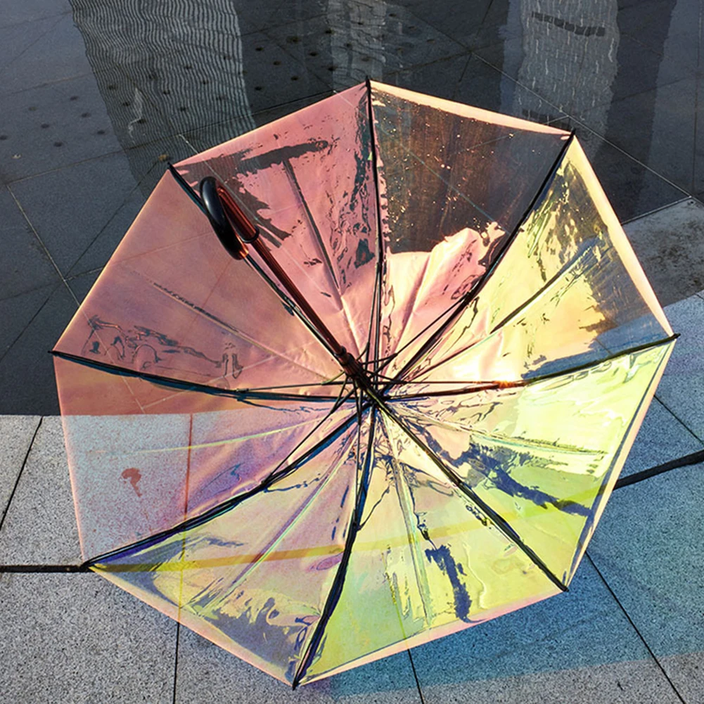 Shiny Umbrellas Women Fashion Rainbow-laser Reflective Parasols Umbrella Sun and Rain Proof Water Resistant J Handle folding umbrella automatic umbrella sun umbrella lace umbrella