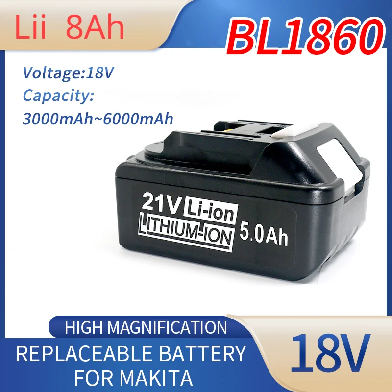 

Original 18V 8Ah 10Ah Rechargeable Batter Lithium-ion Cell Suitable For Makita Power Tool BL2100 BL2180 Fast Deliveryy 1