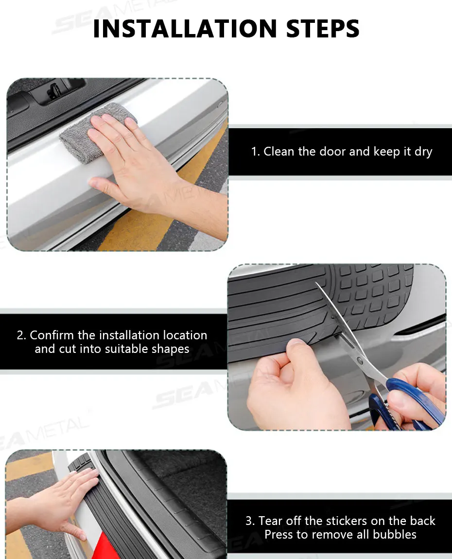 Universal Rear Trunk Guard Plate Sticker Car Rear Bumper Trim Anti-Kicked Scratc