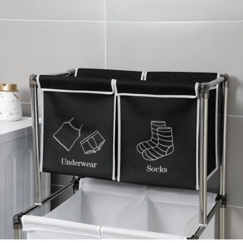 FENGSHUO 2-layer Basket Laundry Sorting Basket With 4 Detachable Bags For Sorting Organizing And Clothes Dirty Clothes