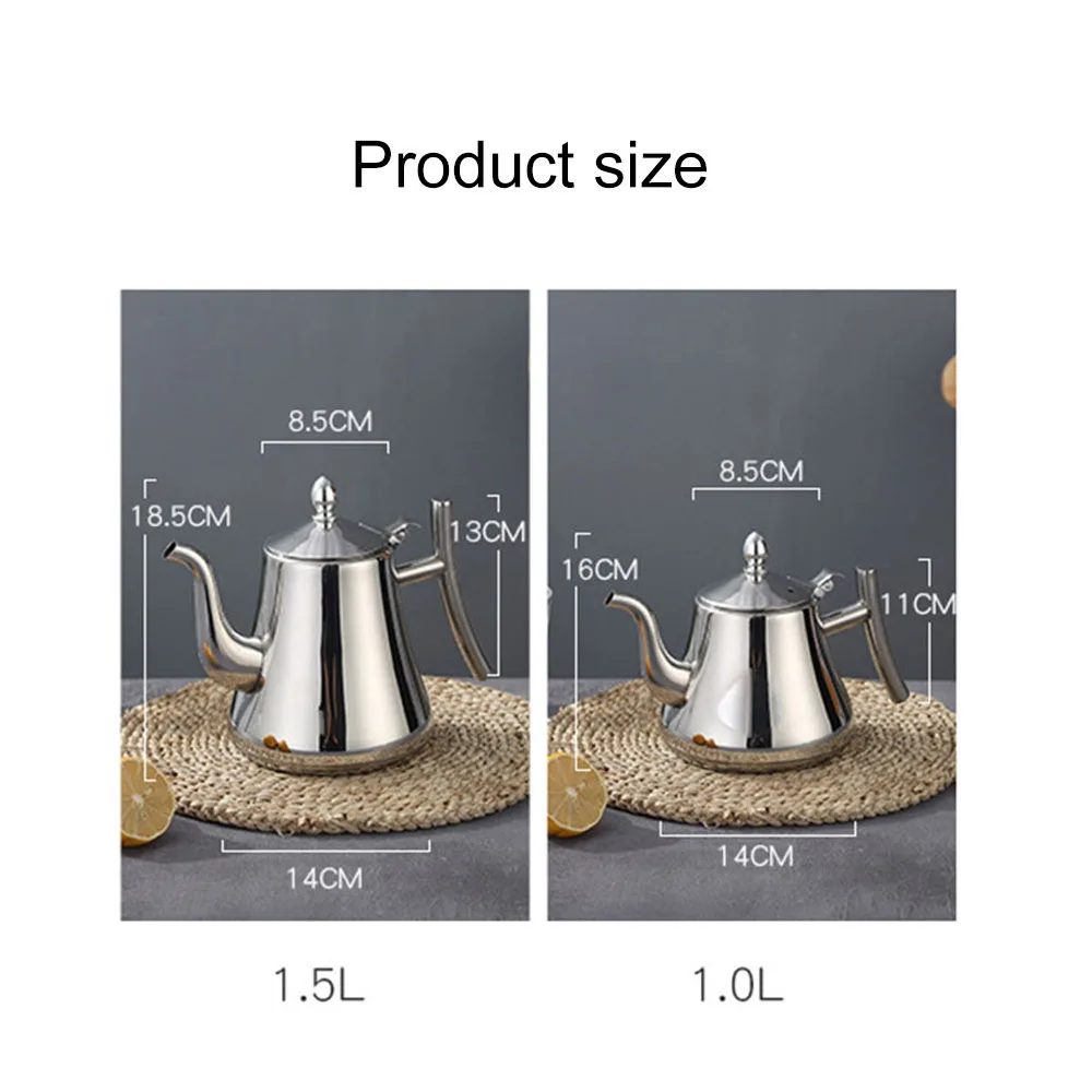 Tea Pot With Filter 1/1.5/2L Gold Thicker Stainless Steel Water Kettle Hotel Coffee Pot Restaurant Induction Cooker Tea Kettle tea kettle