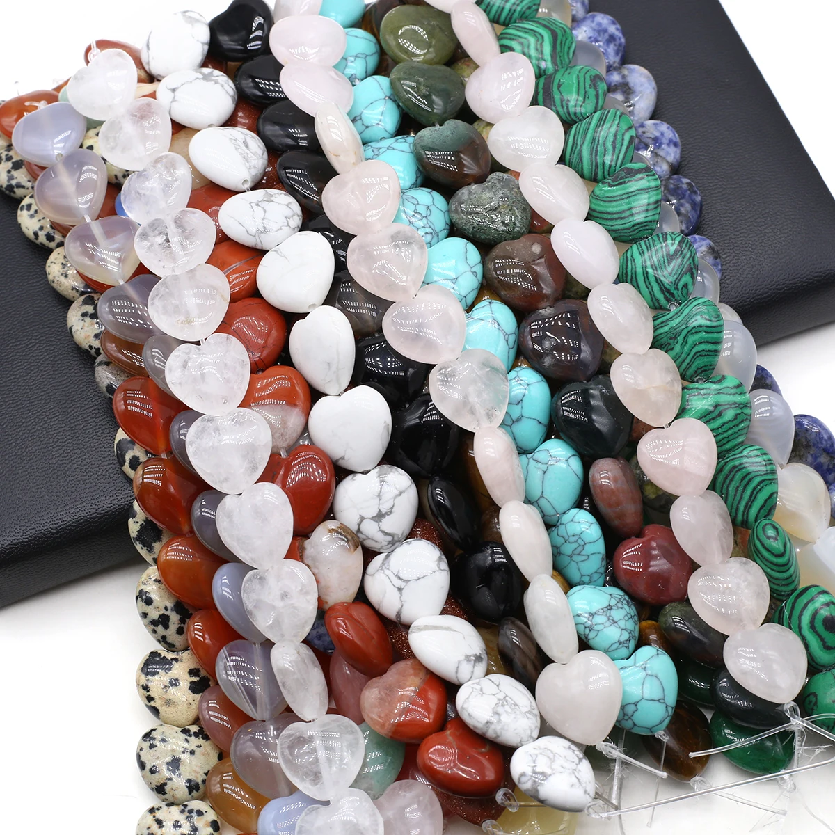 

16x16mm Natural Stone Heart Beads Opal Tiger Eye Malachite Beads for Jewelry Making DIY Necklace Bracelet Earrings Accessories