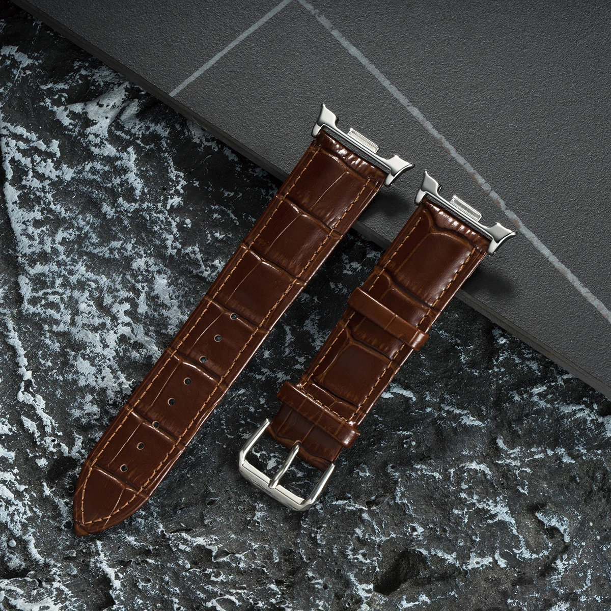Bamboo Pattern Leather Smartwatch Bracelet Strap