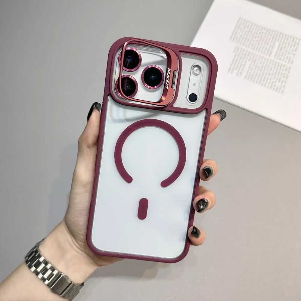 Armor Metal Stand with MagSafe Compatibility - Magnetic Wireless Charging Hard Phone Case Cover
