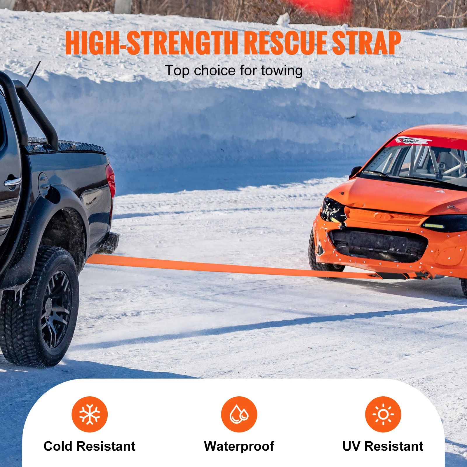 SucceBuy 20/30ft Car Tow Cable Trailer Towing Pull Rope 2/3/4in Winch Line Extension Strap for Van Road Recovery Car Accessories