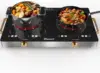 Electric Cooktop 110V - 24 Inch Countertop Electric Stove with Handles 2000W, Two Burner Ceramic Burner with LCD Touch Screen an 1