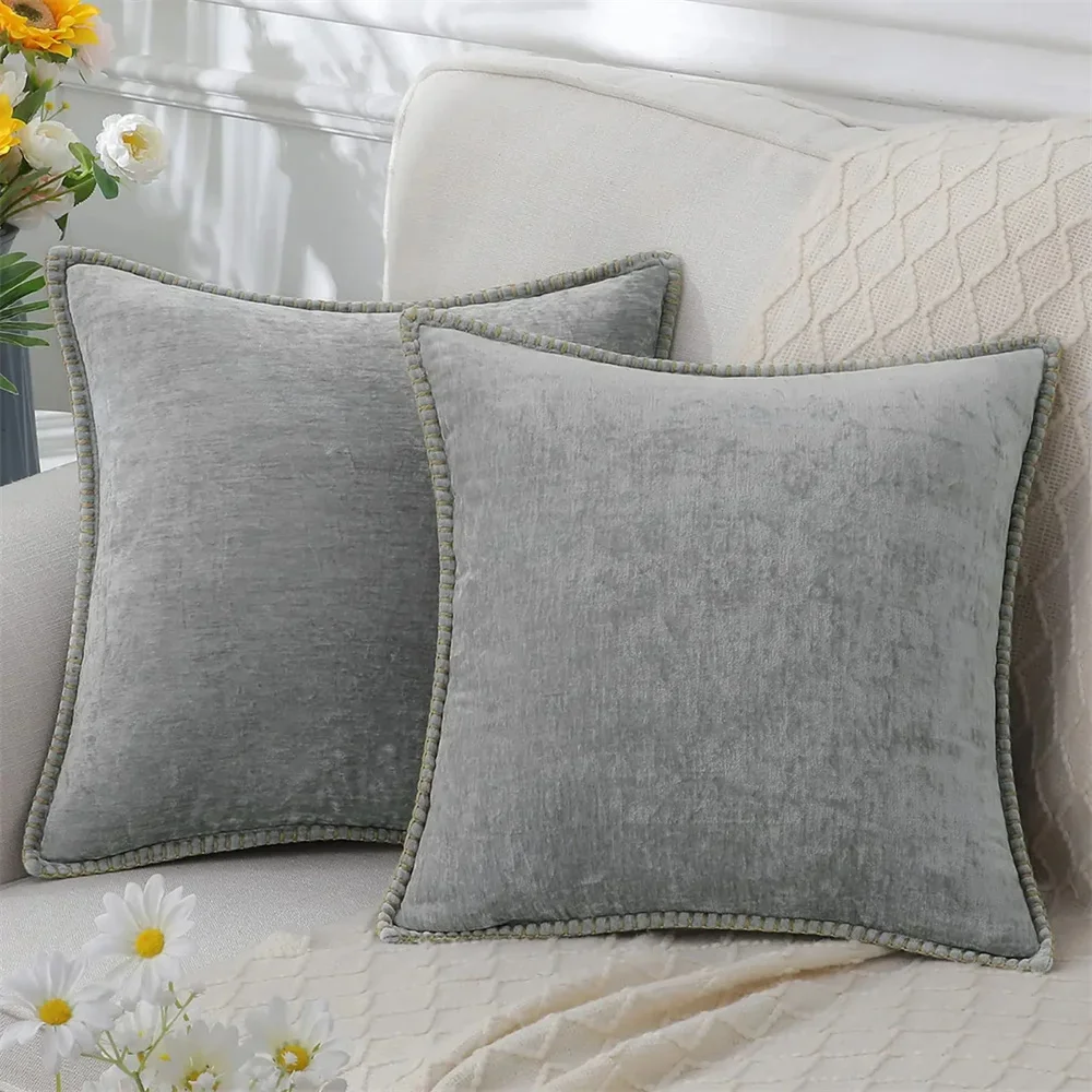 MIULEE Set di 2 Federe Cuscini per Divano in Velluto a Coste Moderno Morbido Decorativa Copricuscini per Divano Camera da Letto 40x40cm Verde Chiaro