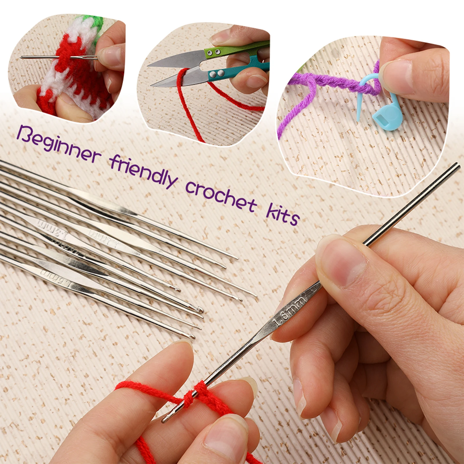 BUDDUR Crochet Knitting Kit With Crochet Needles And Cotton Thread For DIY Handmade Craft Working Professional Tools Set knitting needles crochet yarn crochet kit knitting supplies crochet needles knitting material weaving tools yarn holder knitting craft supplies knitting loom