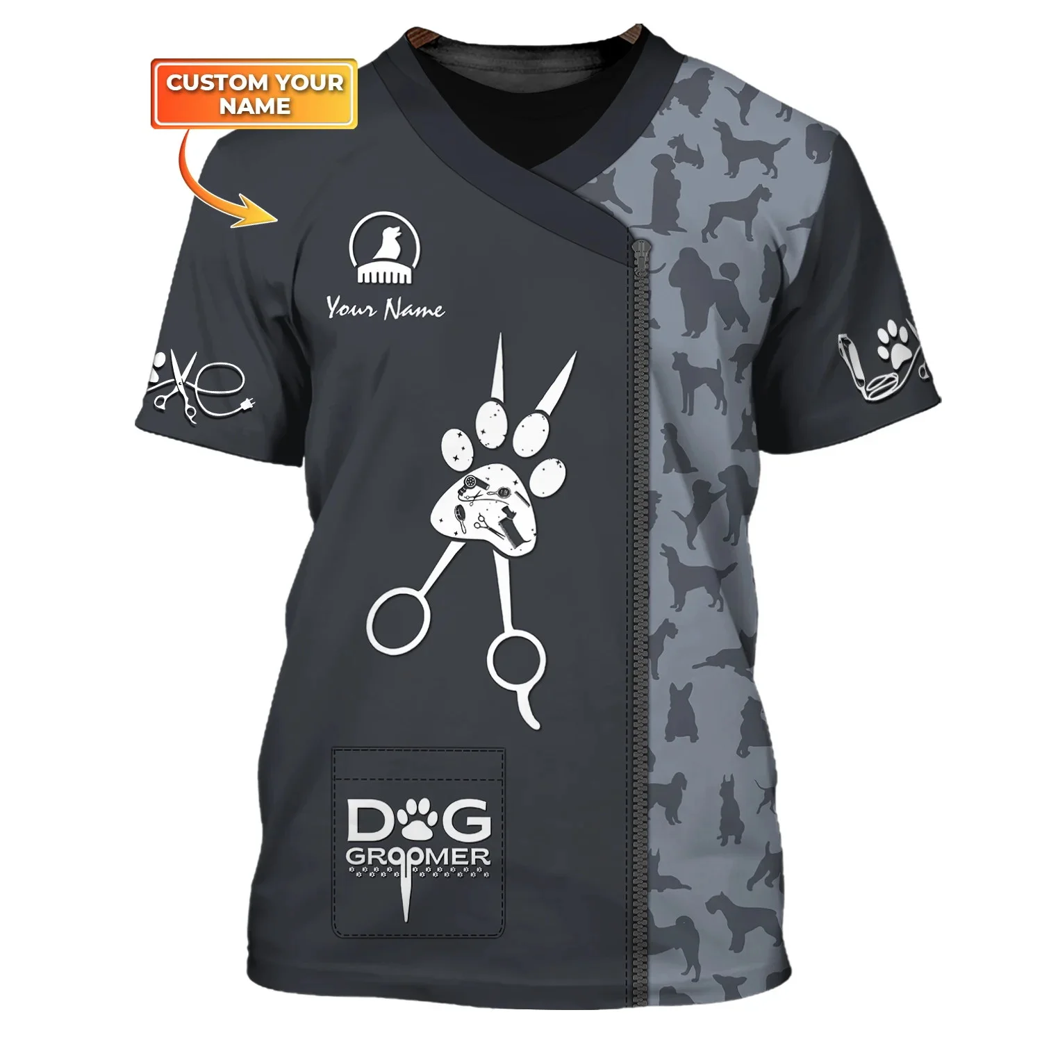 Sommer Mode herren t-shirt Pfote Hund Groomer Hund Barber Personalisierte 3D Gedruckt Unisex T-shirt straße Casual sport T-shirt DW175 – Detail 15