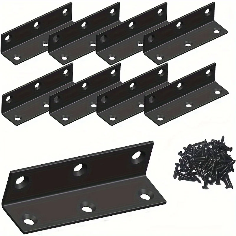 Heavy-Duty Black Stainless Steel L-Shaped Corner Bracket