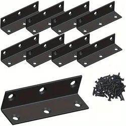 Heavy - Duty Black Stainless Steel L - Shaped Corner Bracket - 10 inch (Black8PCS)