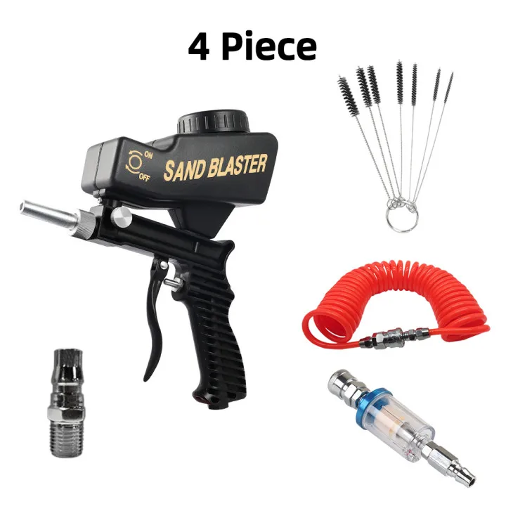 Adjustable Sandblasting Gun 90 Psi Portable Sand Blaster Paint Spray Machine Gravity Pneumatic Small Handheld Blasting Gun Set best dual action polisher Power Tools