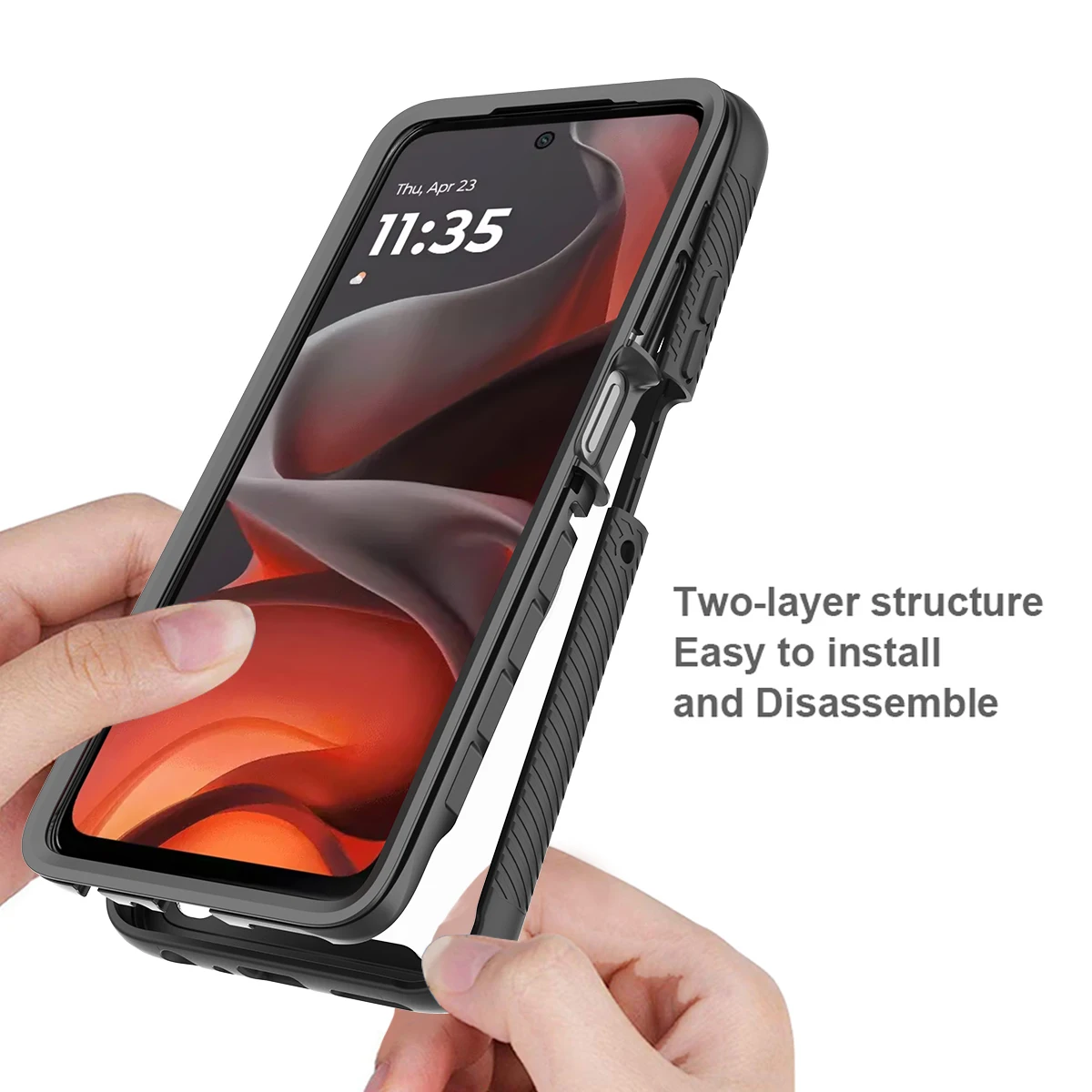 Shockproof Armor Glossy Phone Case with Transparent Acrylic Back