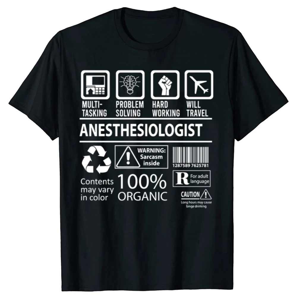 Lustige Anästhesist Multitasking Job Grafik T-shirts Männer Frauen Mode Casual T-shirt 100% Baumwolle Lose Anästhesie T Shirt