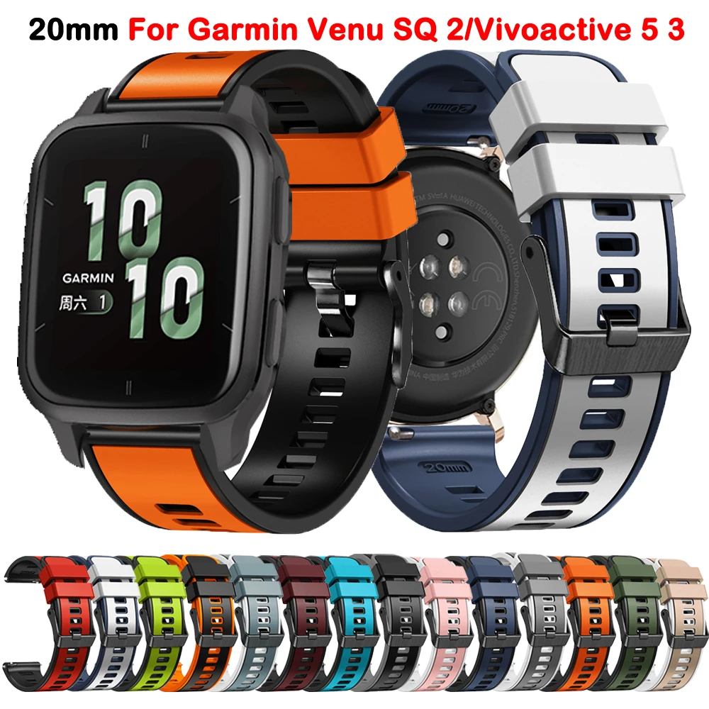 

20mm Silicone Band For Garmin Venu SQ 2 / Vivoactive 3 5 / Forerunner 245 Bracelet Wrist Strap Forerunner 645 245 Watchband