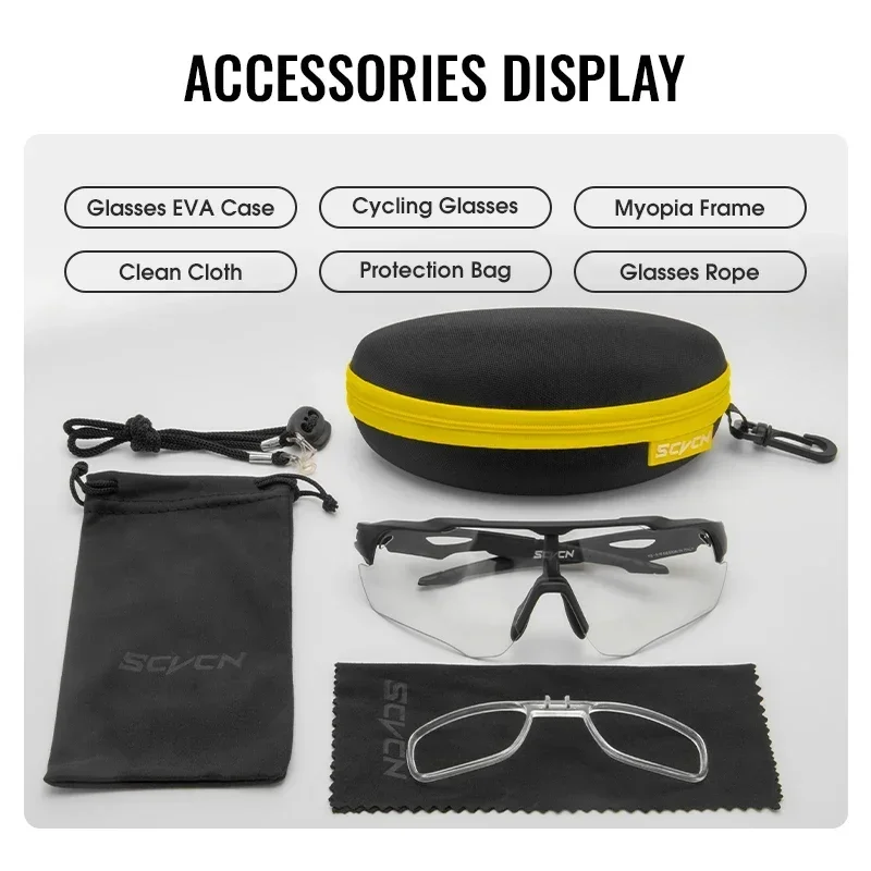 SCVCN Photochromic Cycling Sunglasses MTB Cycle Eyewear Men's Sunglasses Sports Running Bicycle Glasses UV400 Protection Goggles