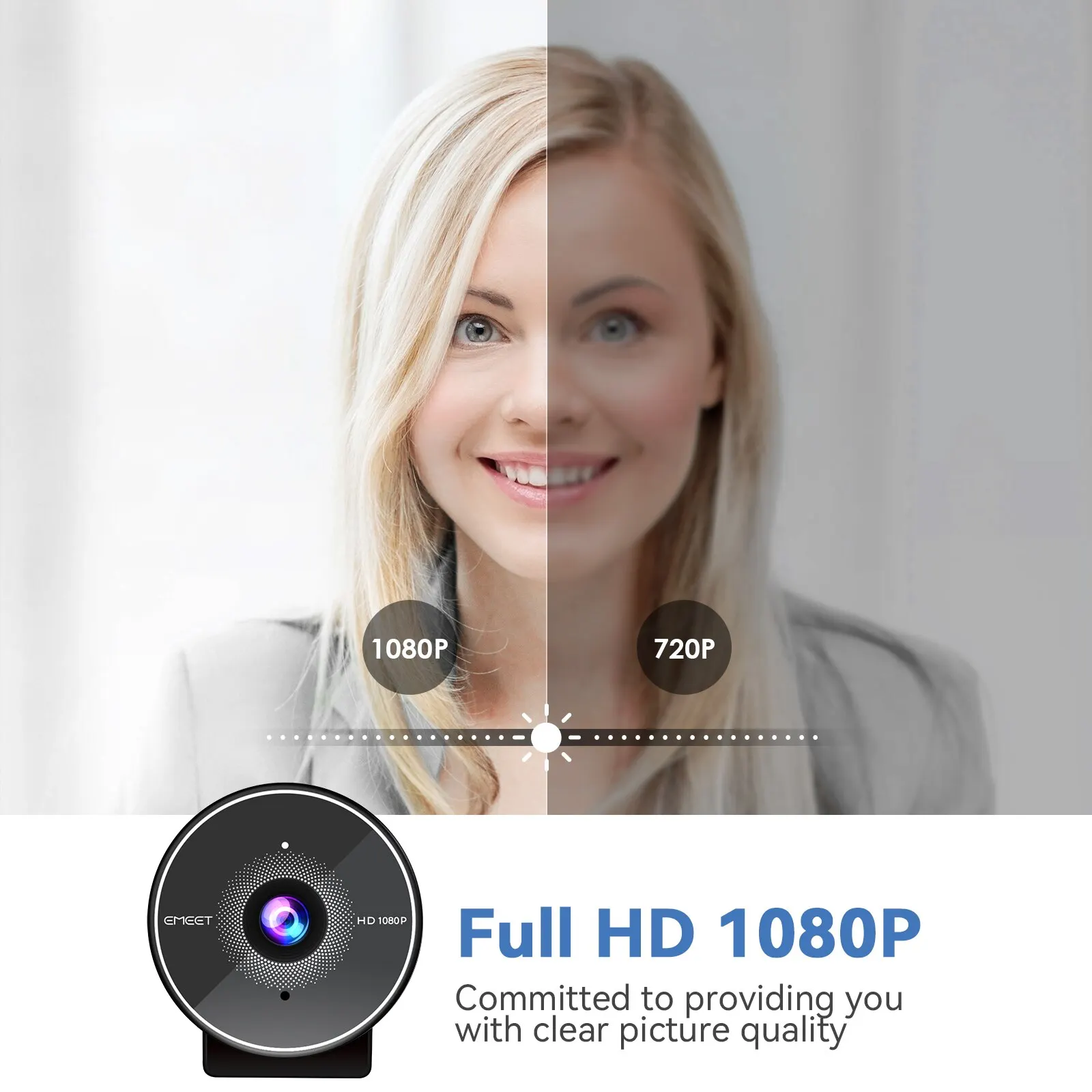 PC Webcam 1080P Web Camera Noise-Canceling Microphone USB for Computer Meeting Online Classes YouTube
