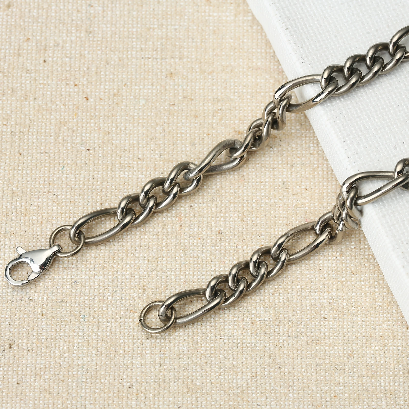 7mm Classic Men Women Curb Necklace Pure Titanium Hypoallergenic Link Chain Silver Color 22", 24" 6