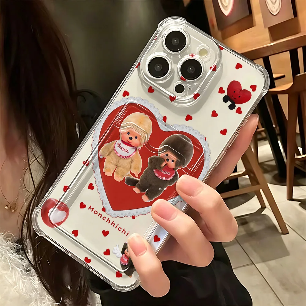 Adorable Monchhichi Design Phone Case with Card Holder Feature